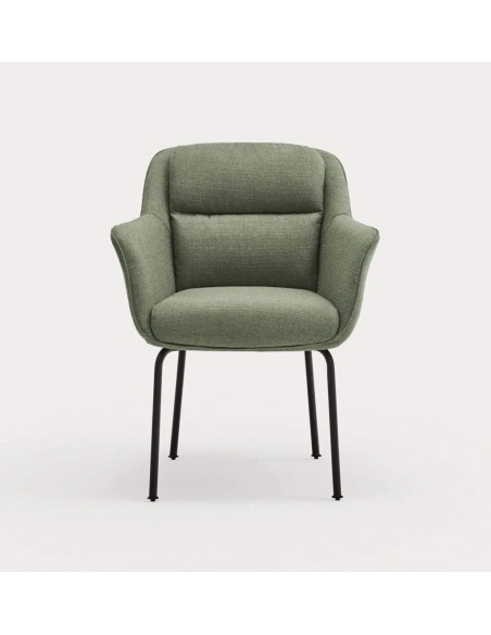 TEULAT SILLA DE DISEÑO SADIRA, TEJIDO VERDE Y METAL NEGRO