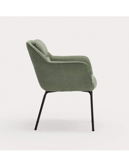 TEULAT CADEIRA DE DESIGN SADIRA, TECIDO VERDE E METAL PRETO