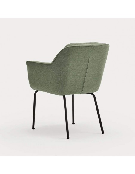 TEULAT CADEIRA DE DESIGN SADIRA, TECIDO VERDE E METAL PRETO