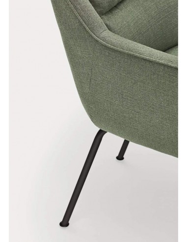 TEULAT CADEIRA DE DESIGN SADIRA, TECIDO VERDE E METAL PRETO