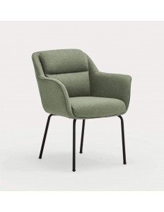 TEULAT CADEIRA DE DESIGN SADIRA, TECIDO VERDE E METAL PRETO
