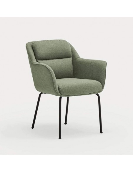 TEULAT CADEIRA DE DESIGN SADIRA, TECIDO VERDE E METAL PRETO