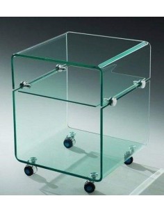 Mesa auxiliar de diseño minimalista Folki 40x40, cristal