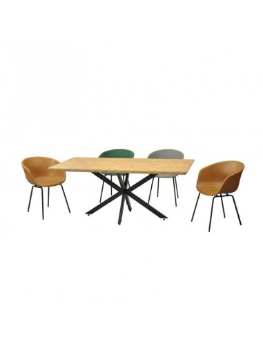 Mesa TORENTO 180, metal, negro, tapa decor,180 x 90 cms.