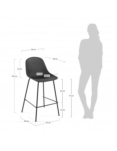 QUINBY Taburete, plastico, metal