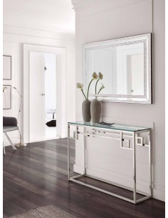 CONSOLA DE CRISTAL Y ACERO TEMPLE 115x30 2