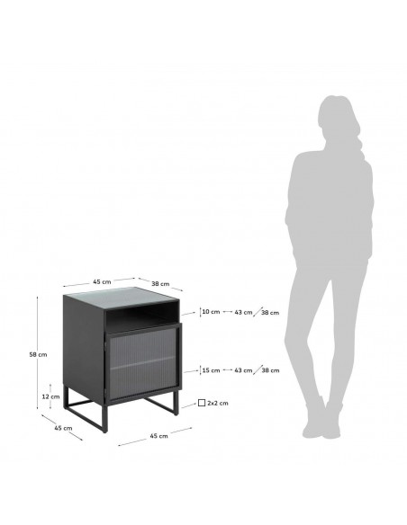 Mesa lateral Trixie aço com acabamento preto 45 x 58 cm.