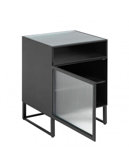Mesa lateral Trixie aço com acabamento preto 45 x 58 cm.