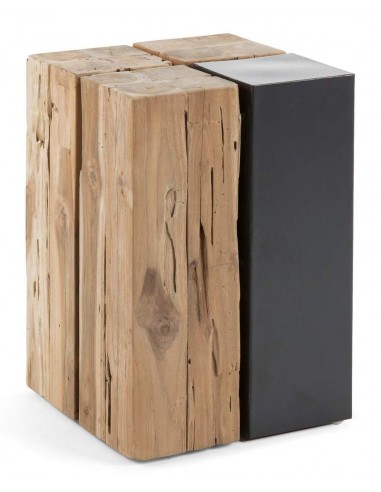 Taburete-mesa Kgonwa, Madera Tropical, Hierro