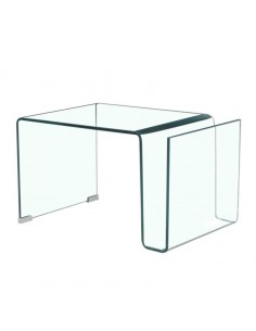 Mesa lateral LANTIS, vidro curvo transparente, 42 x 38 cm.