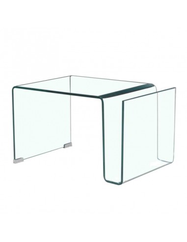 Mesa lateral LANTIS, vidro curvo transparente, 42 x 38 cm.
