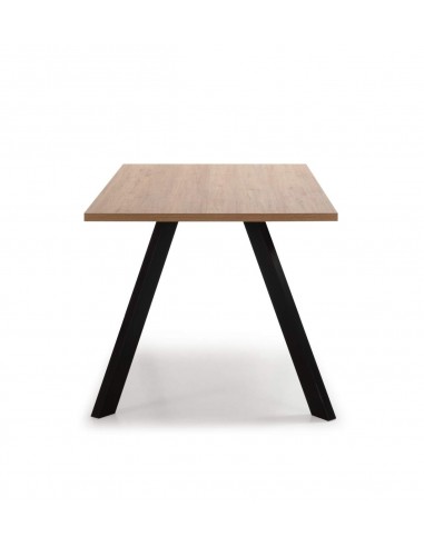 MESA DE JANTAR TEXAS 160X90 MELAMINA NATURAL, METAL PRETO.