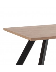 MESA COMEDOR TEXAS 160X90 MELAMINA NATURAL, METAL NEGRO. 2