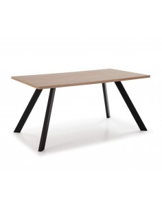 MESA DE JANTAR TEXAS 160X90 MELAMINA NATURAL, METAL PRETO.