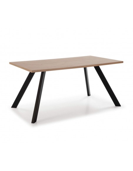MESA DE JANTAR TEXAS 160X90 MELAMINA NATURAL, METAL PRETO.