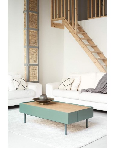 Teulat Mesa de centro Arista 110x60, carvalho, lacado verde.