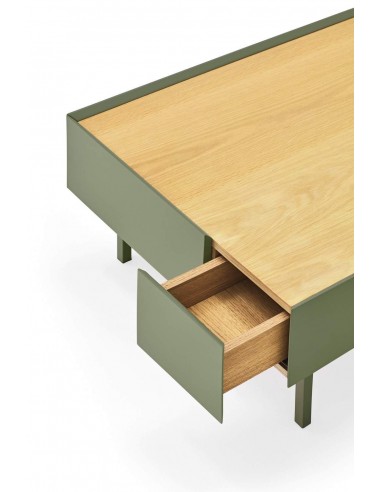 Teulat Mesa de centro Arista 110x60, roble, lacado verde.