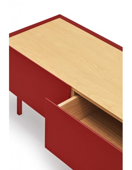 Teulat Mueble de TV Arista 180x40, roble, lacado Burdeos.