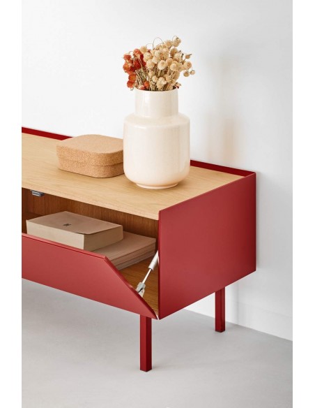 Teulat Mueble de TV Arista 180x40, roble, lacado Burdeos.