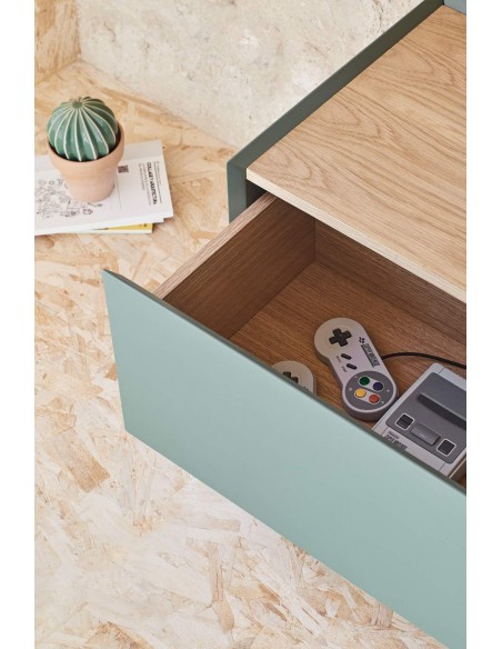 Teulat armário de TV Arista 180x40, carvalho, lacado verde claro. Teulat armário de TV Arista 180x40, carvalho, lacado verde claro.