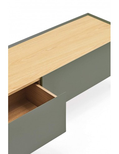 Teulat armário de TV Arista 180x40, carvalho, lacado verde claro.