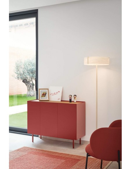 TEULAT APARADOR ARISTA 110x40, gavetas Interiores lacadas em Bordeaux.