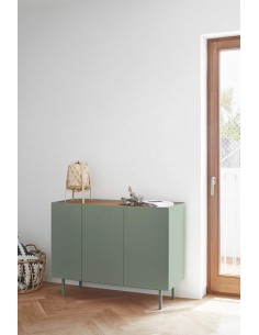 TEULAT APARADOR ARISTA 110x40, lacado em verde claro, carvalho 2