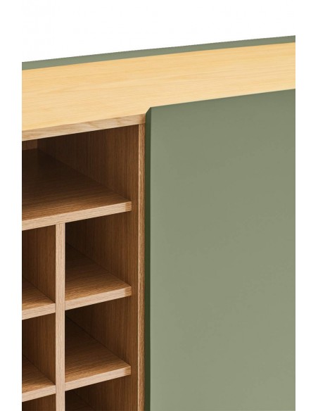 TEULAT MUEBLE AUXILIAR ARISTA, BOTELLERO INTERIOR LACADO EN VERDE. TEULAT MUEBLE AUXILIAR ARISTA, BOTELLERO INTERIOR LACADO EN VERDE.