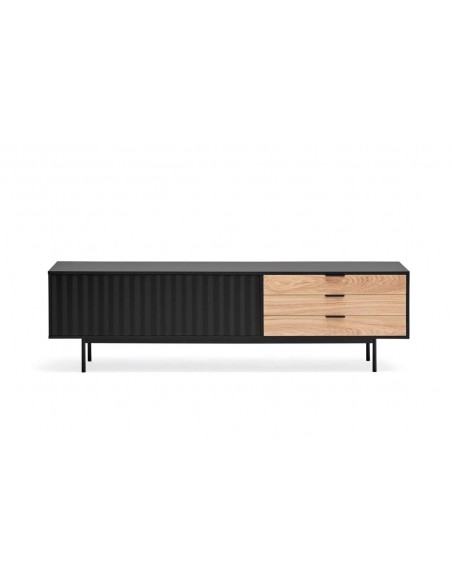 TEULAT Mueble TV Sierra 180x40, roble, lacado en negro. TEULAT Mueble TV Sierra 180x40, roble, lacado en negro.