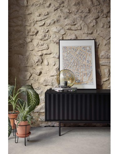 TEULAT Mueble TV Sierra 180x40, roble, lacado en negro.