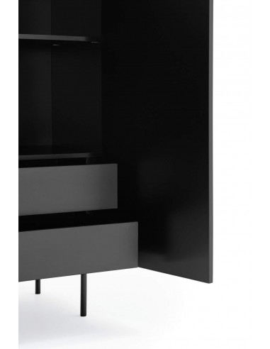 Teulat Aparador alto de diseño SIERRA lacado en negro.