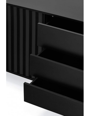 Teulat APARADOR SIERRA 210x44, minimalista, cajones lacado en negro.
