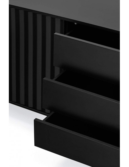 TEULAT APARADOR Serra 210x44, minimalista, gavetas lacadas a preto.