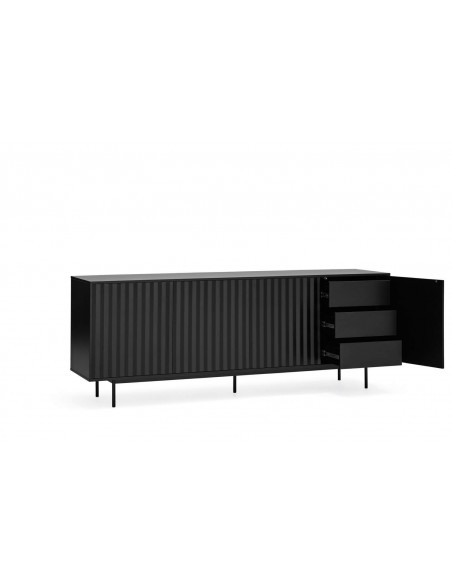 Teulat APARADOR SIERRA 210x44, minimalista, cajones lacado en negro. Teulat APARADOR SIERRA 210x44, minimalista, cajones lacado en negro.