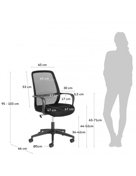 Silla de escritorio MELVA, tejido,polipropileno y acero.