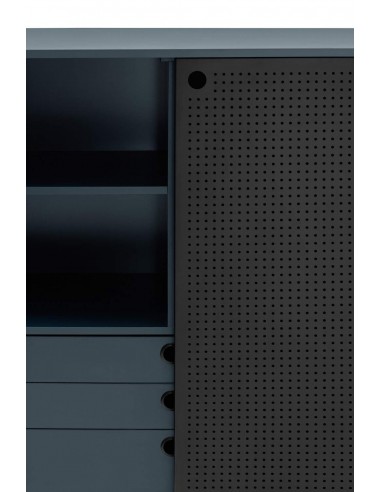 TEULAT APARADOR ponto ALTO, DM lacado azulado, metal preto