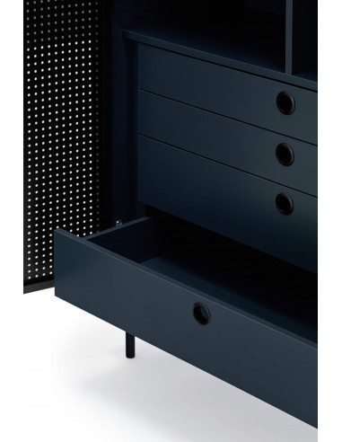 TEULAT APARADOR ponto ALTO, DM lacado azulado, metal preto