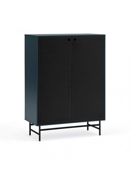 TEULAT APARADOR ponto ALTO, DM lacado azulado, metal preto