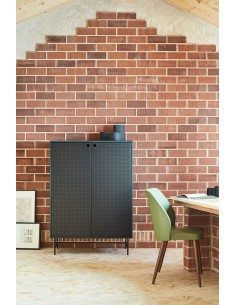 TEULAT APARADOR ALTO PUNTO, DM lacado verde, metal negro 2