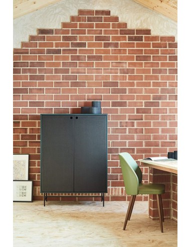 TEULAT APARADOR ponto ALTO, DM lacado verde, metal preto