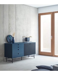 TEULAT APARADOR PUNTO 150x47, DM lacado azul y metal negro 2