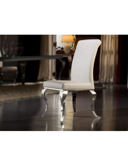 Schuller Silla Barroque, ACERO y Ecopiel blanca
