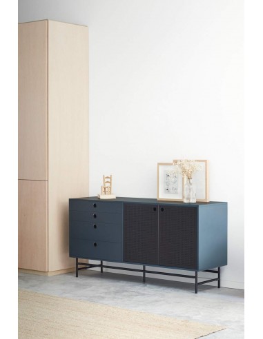 TEULAT APARADOR ponto 150X47, DM lacado azul e metal preto