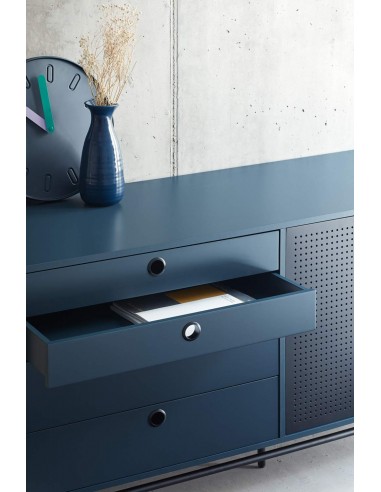 TEULAT APARADOR PUNTO 150x47, DM lacado azul y metal negro