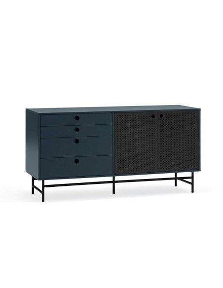 TEULAT APARADOR ponto 150X47, DM lacado azul e metal preto
