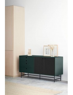 TEULAT APARADOR PUNTO 150x47, DM lacado verde y metal negro 2
