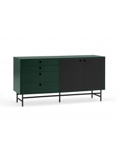 TEULAT APARADOR PUNTO 150x47, DM lacado verde y metal negro