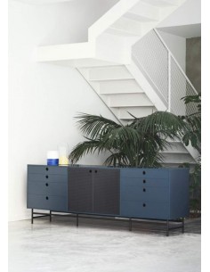 TEULAT APARADOR PUNTO 210x47, DM lacado azul y metal negro 2