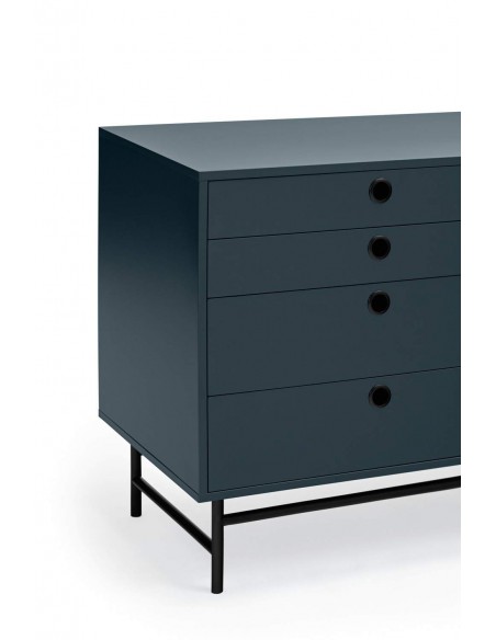 TEULAT APARADOR ponto 210X47, DM lacado azul e metal preto TEULAT APARADOR ponto 210X47, DM lacado azul e metal preto