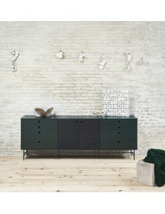TEULAT APARADOR PUNTO 210x47, DM lacado verde y metal negro 2